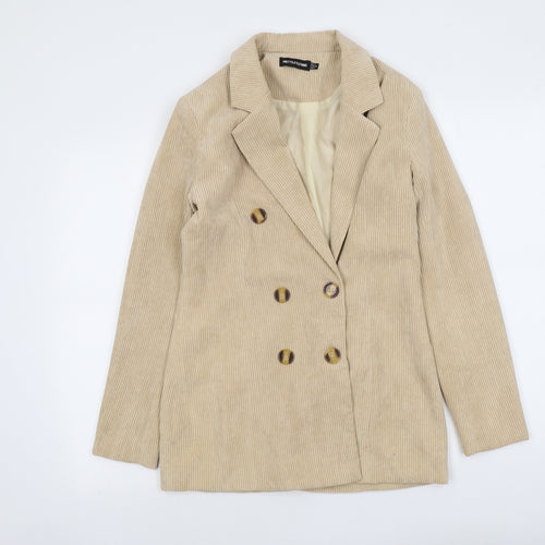 PRETTYLITTLETHING Womens Beige Jacket Size 4 Button