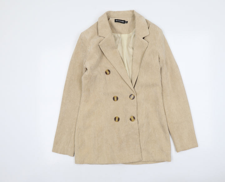 PRETTYLITTLETHING Womens Beige Jacket Size 4 Button