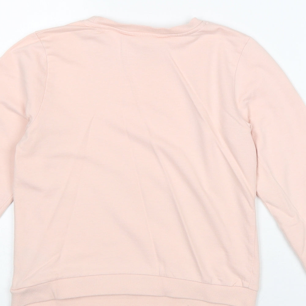 H&M Girls Pink 100% Cotton Pullover Sweatshirt Size 7-8 Years Pullover - Unicorn