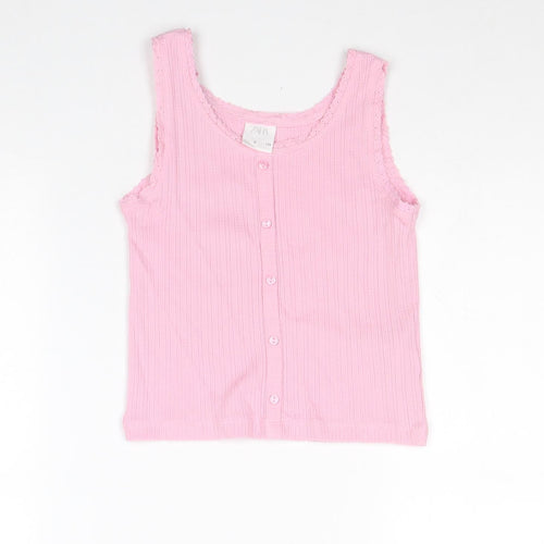 H&M Girls Pink 100% Cotton Basic Tank Size 9 Years Round Neck Pullover