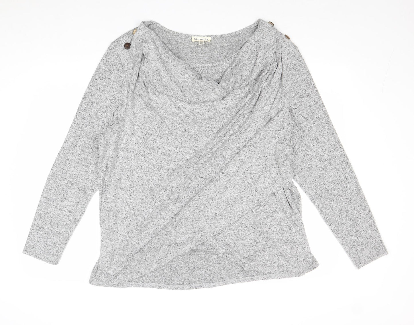 Faith & Joy Womens Gold Cowl Neck Viscose Pullover Jumper Size 2XL