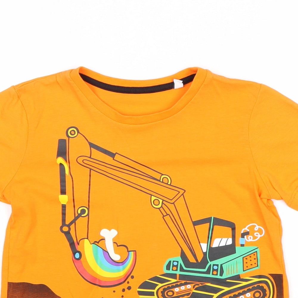 Palomino Boys Orange 100% Cotton Pullover T-Shirt Size 7 Years Round Neck Pullover - Digger