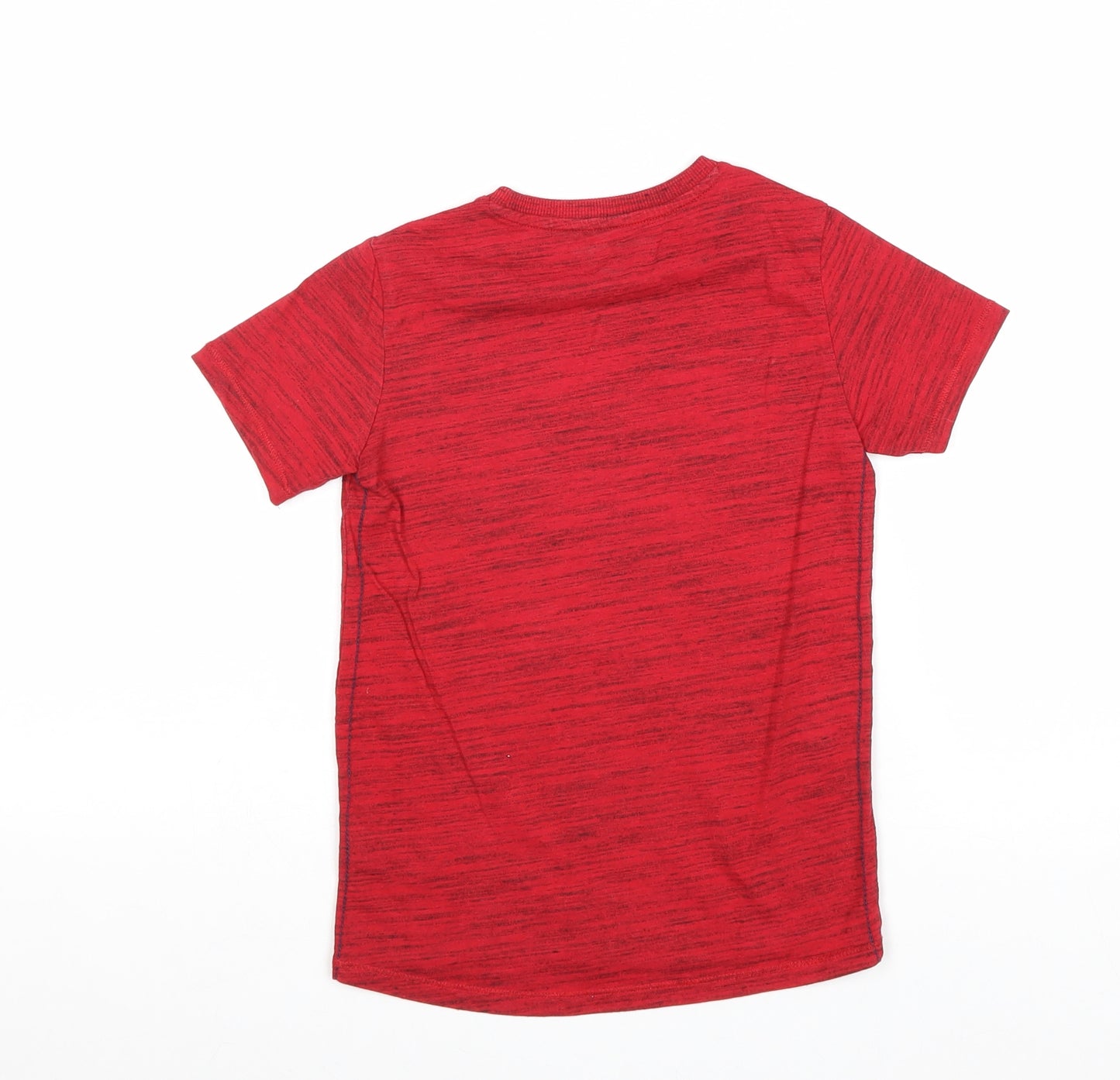 NEXT Boys Red Cotton Pullover T-Shirt Size 5-6 Years Round Neck Pullover - Marled Construction Vehicle