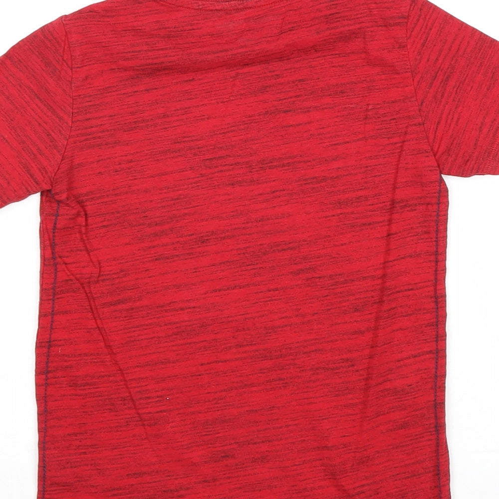 NEXT Boys Red Cotton Pullover T-Shirt Size 5-6 Years Round Neck Pullover - Marled Construction Vehicle
