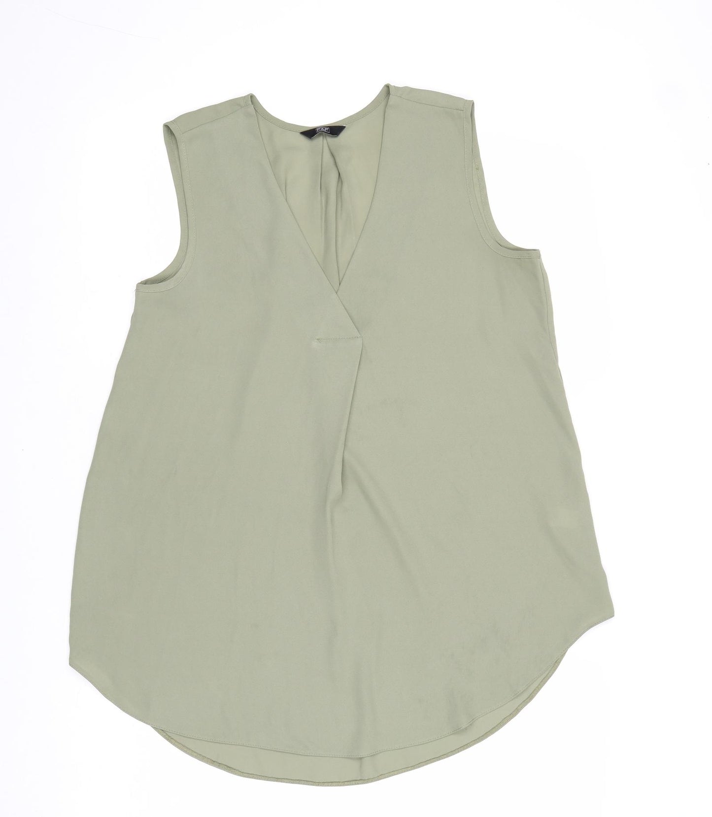 F&F Womens Green Polyester Basic Blouse Size 10 V-Neck