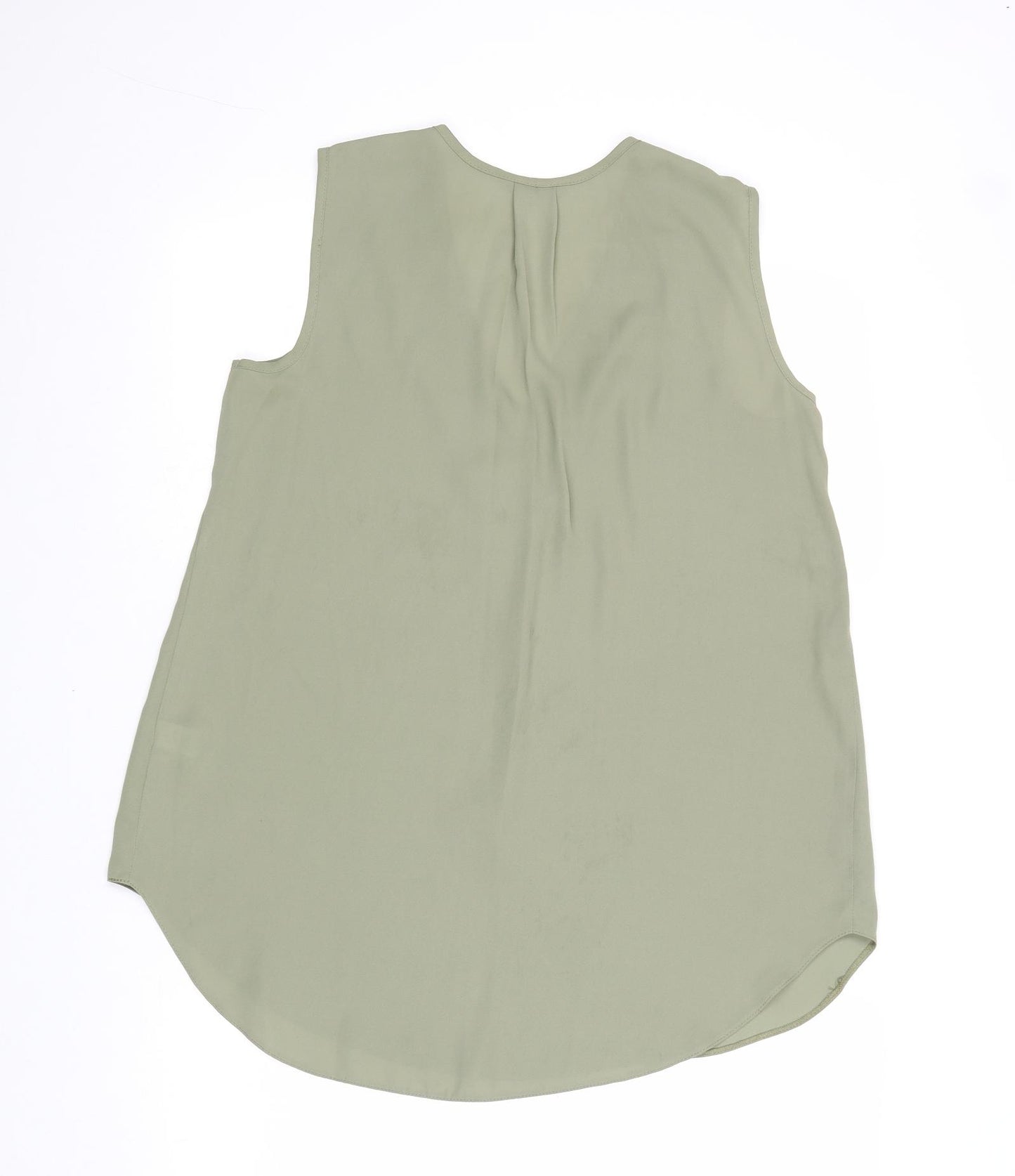 F&F Womens Green Polyester Basic Blouse Size 10 V-Neck