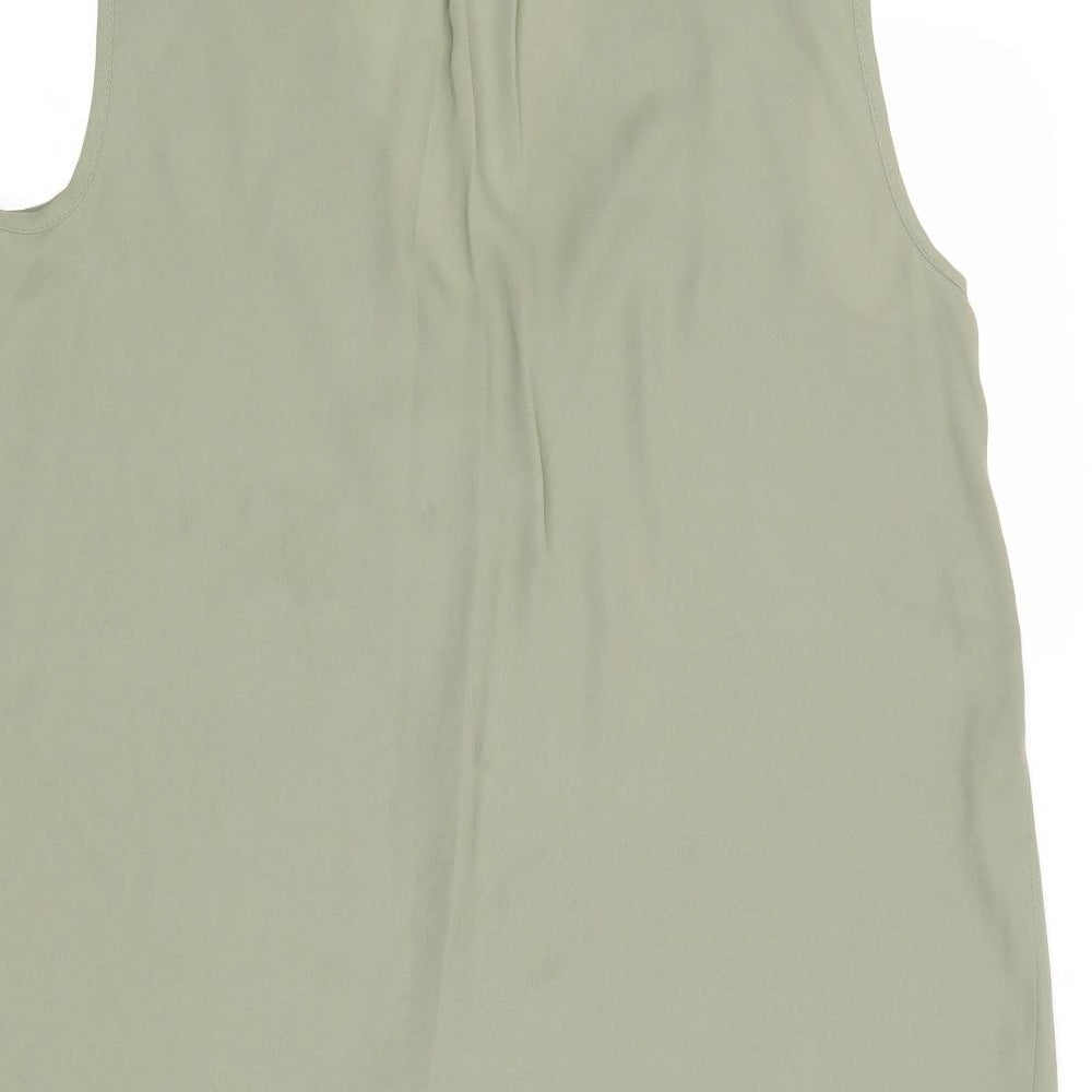 F&F Womens Green Polyester Basic Blouse Size 10 V-Neck