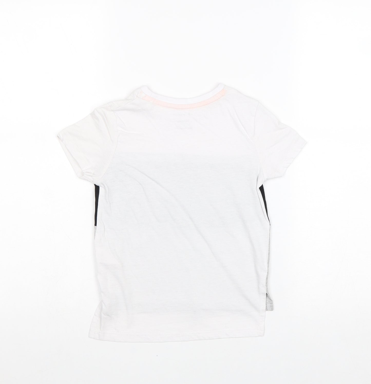 Primark Boys White Colourblock Cotton Basic T-Shirt Size 3-4 Years Round Neck Pullover - NYC