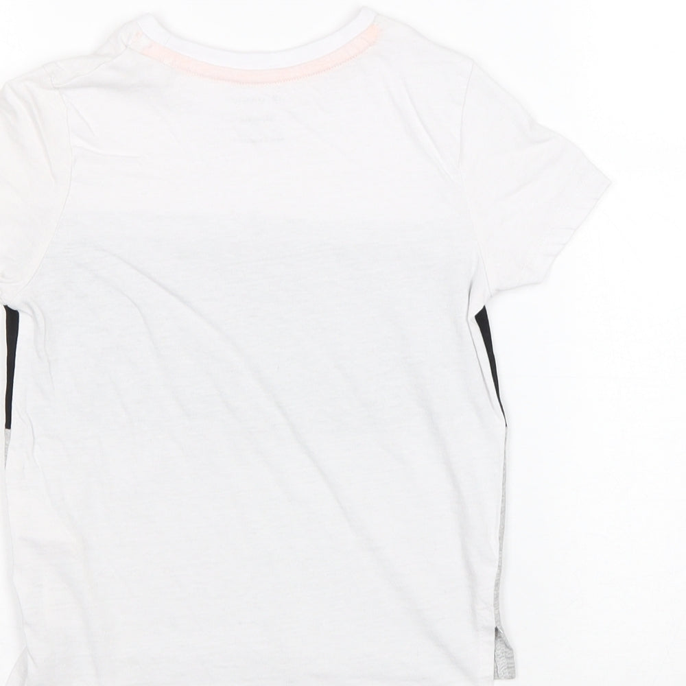 Primark Boys White Colourblock Cotton Basic T-Shirt Size 3-4 Years Round Neck Pullover - NYC