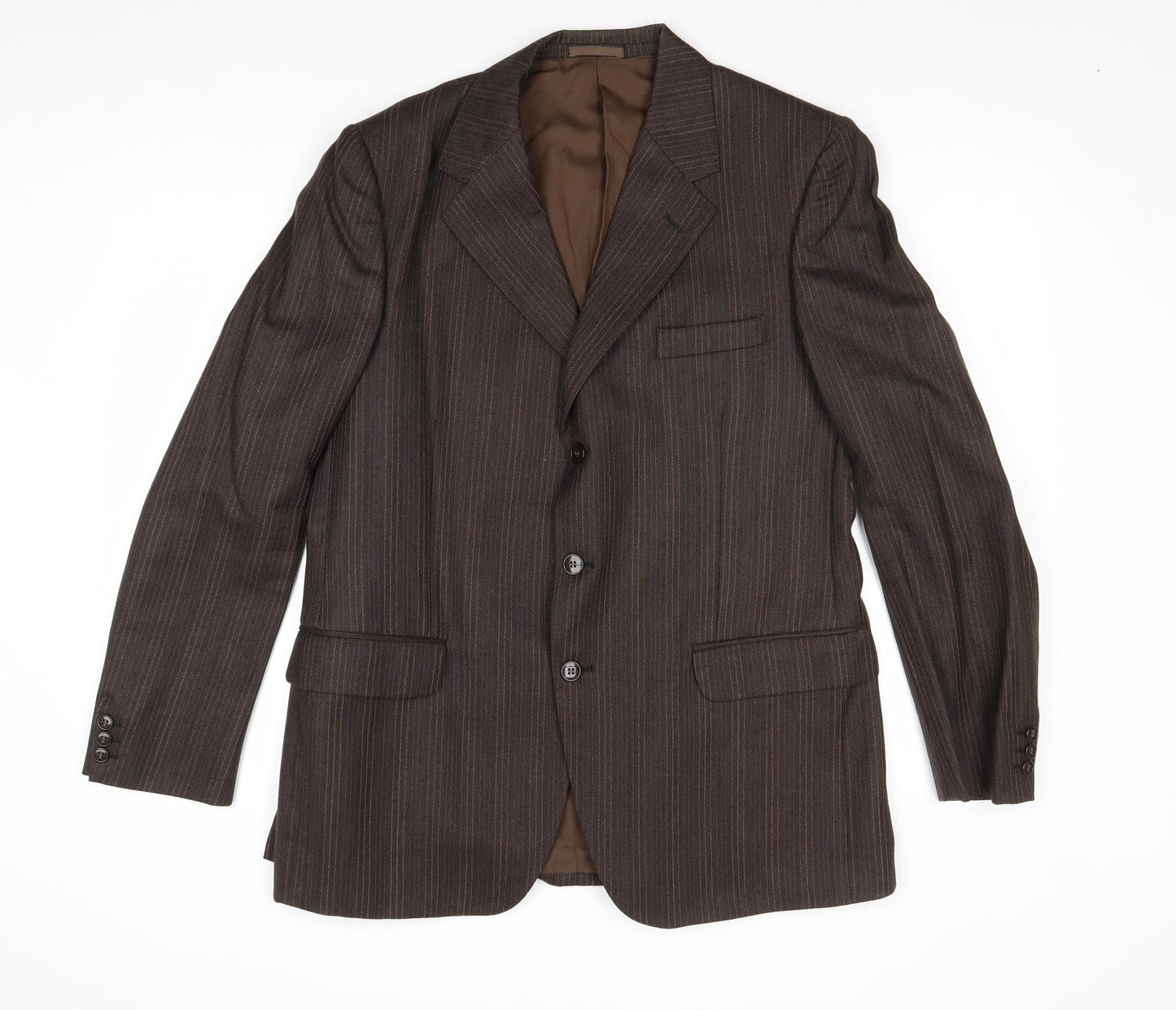 Austin Reed Mens Brown Striped Wool Jacket Suit Jacket Size 38 Regular