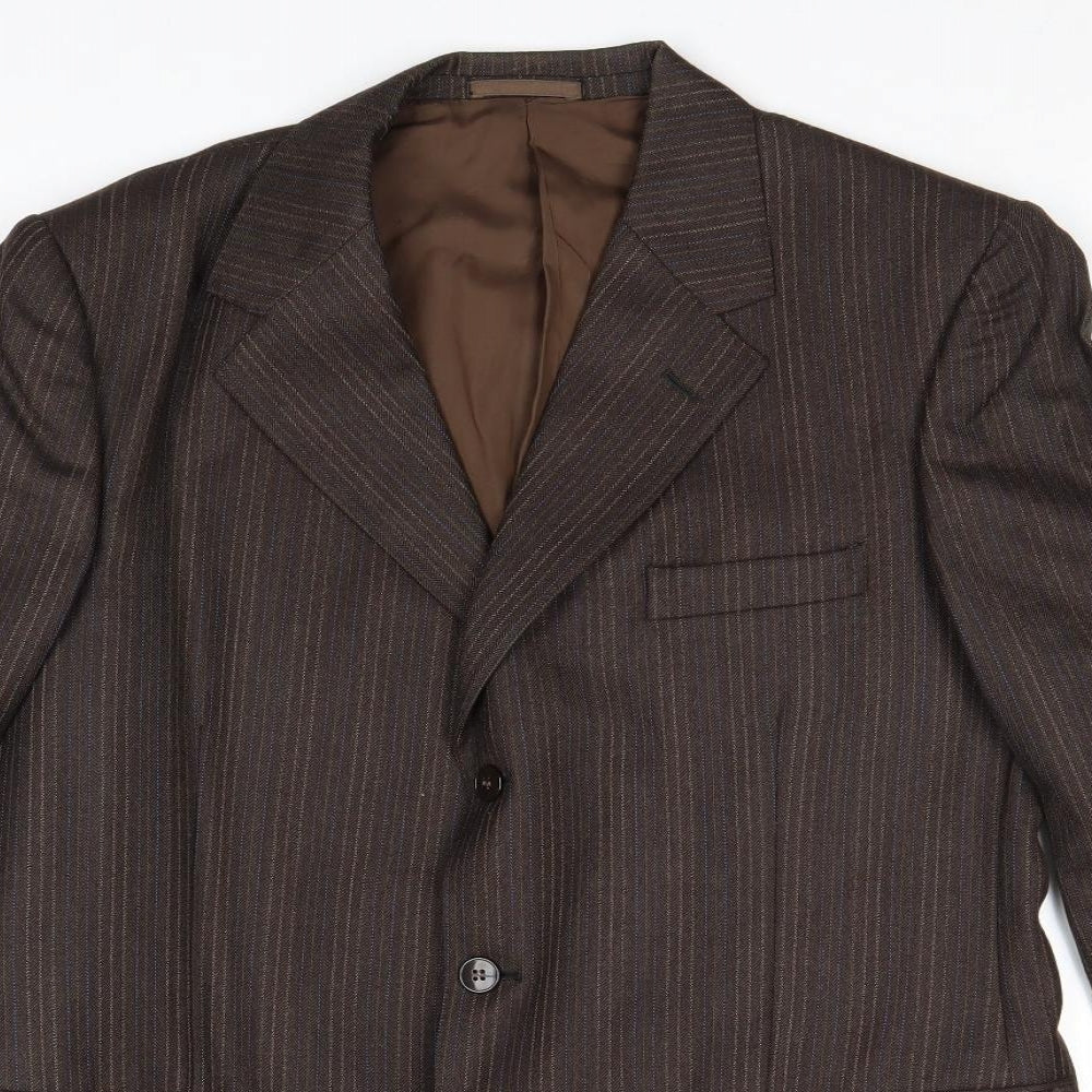 Austin Reed Mens Brown Striped Wool Jacket Suit Jacket Size 38 Regular