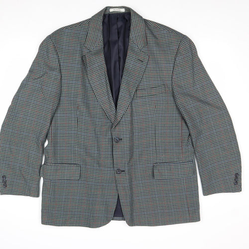 Berkertex Mens Green Check Polyester Jacket Suit Jacket Size 44 Regular