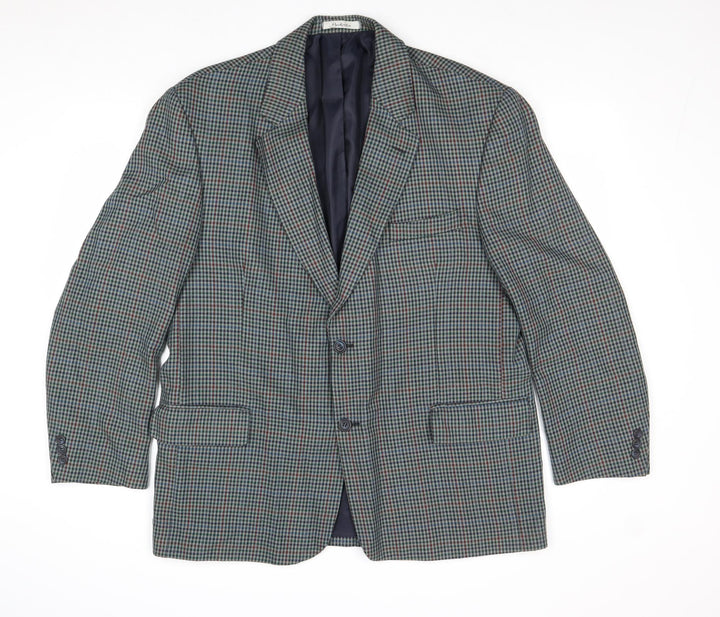 Berkertex Mens Green Check Polyester Jacket Suit Jacket Size 44 Regular