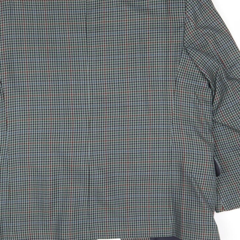 Berkertex Mens Green Check Polyester Jacket Suit Jacket Size 44 Regular
