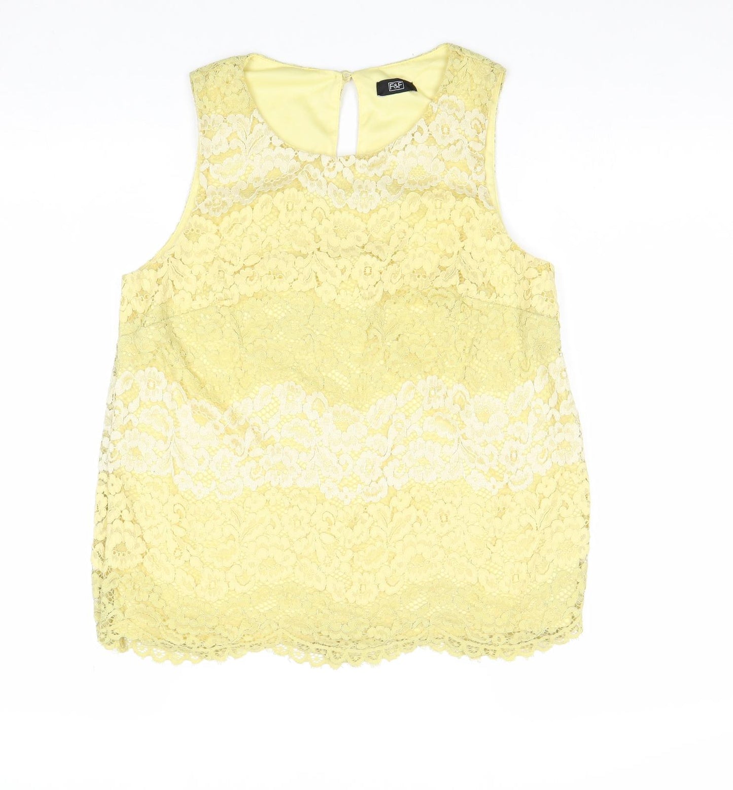 F&F Womens Yellow Viscose Basic Tank Size 12 Boat Neck