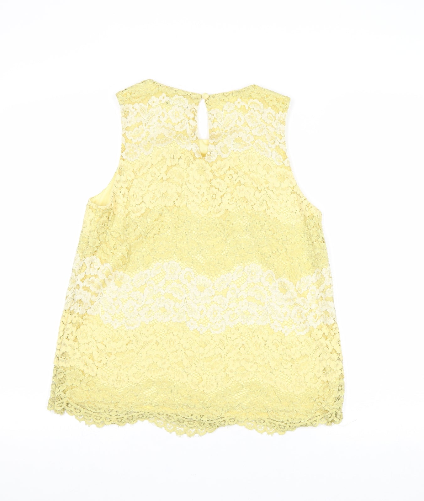 F&F Womens Yellow Viscose Basic Tank Size 12 Boat Neck