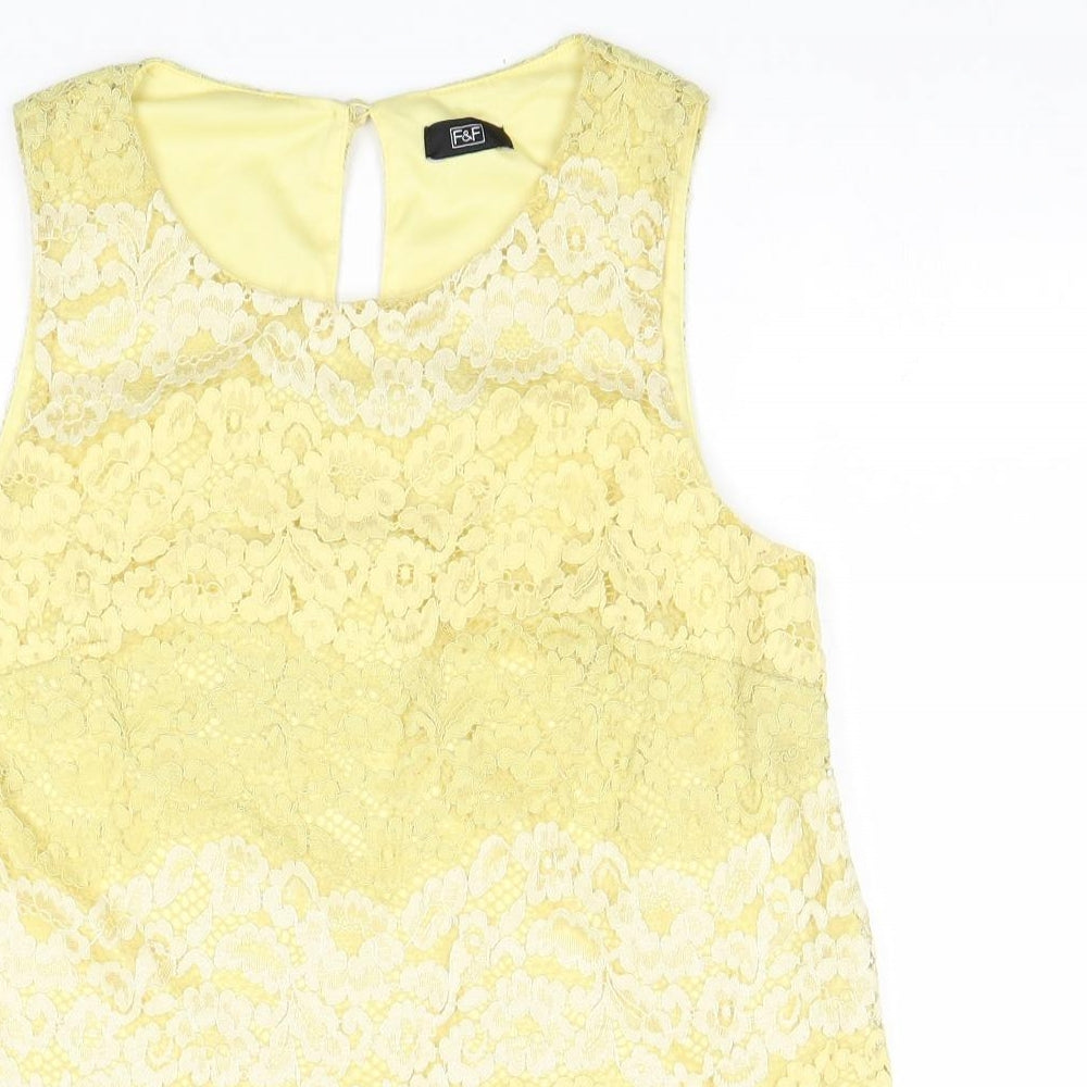 F&F Womens Yellow Viscose Basic Tank Size 12 Boat Neck