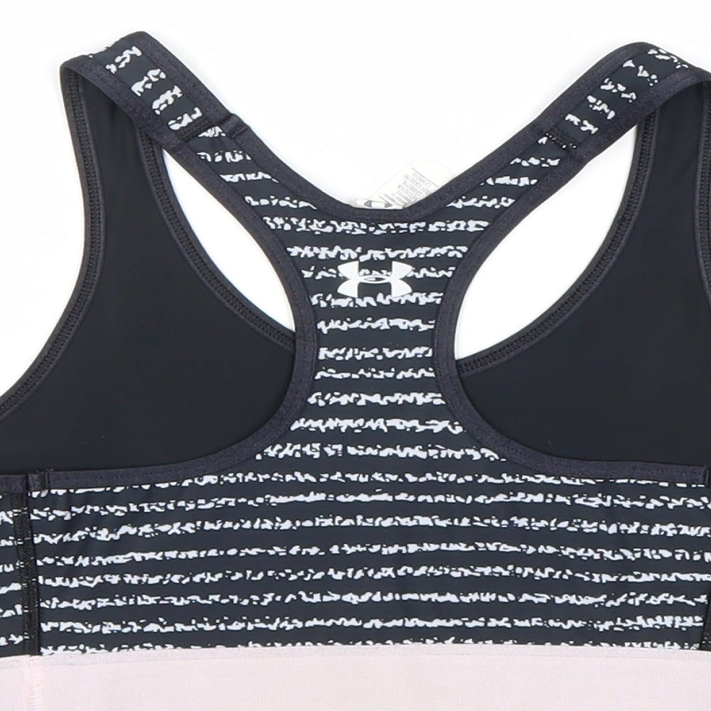 Under armour Womens Blue Striped Polyester Cropped Tank Size S Round Neck Pullover