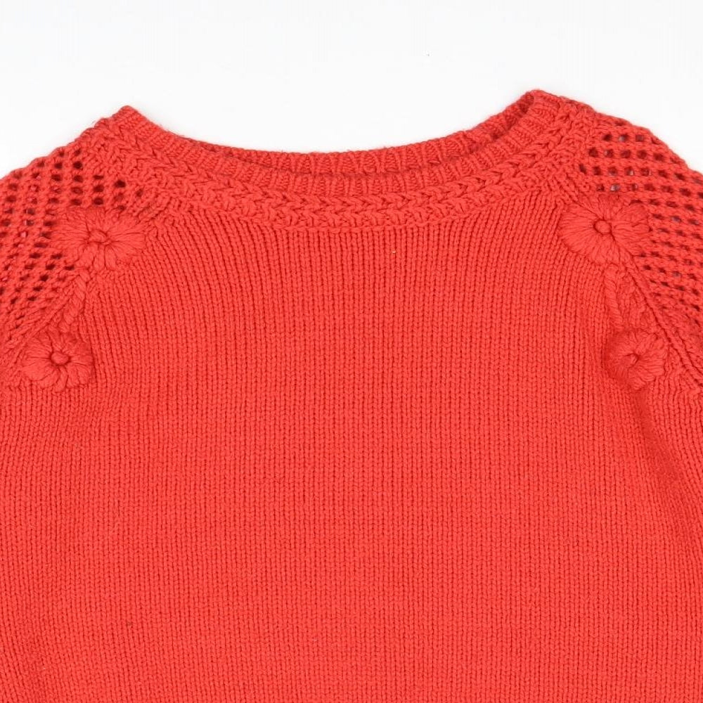 TU Womens Red Round Neck Acrylic Pullover Jumper Size 14