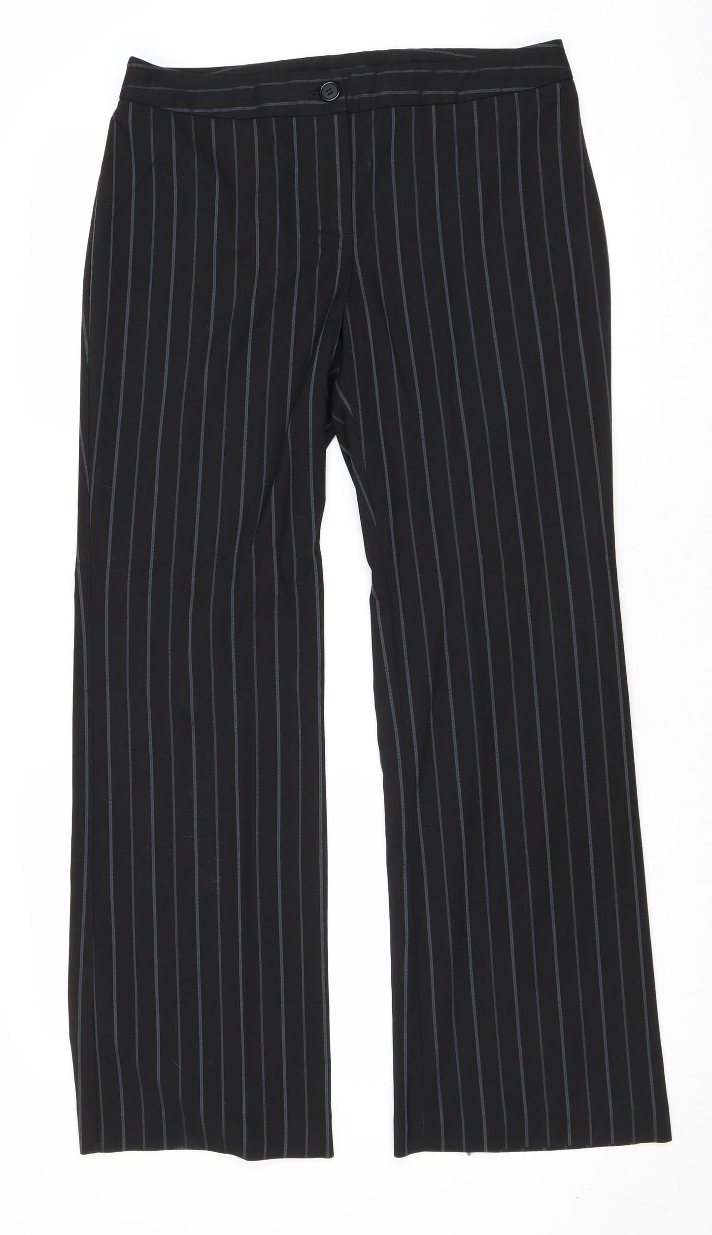 Lime Womens Black Striped Polyester Trousers Size 12 Regular Zip