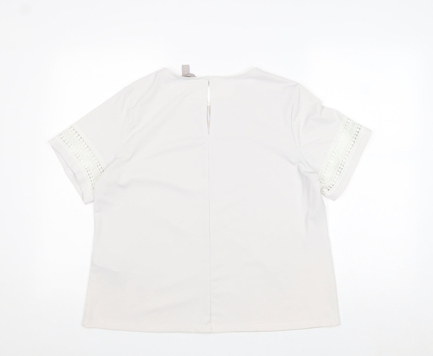 H&M Womens White Polyester Basic Blouse Size M Round Neck - Crocheted Lace Detail