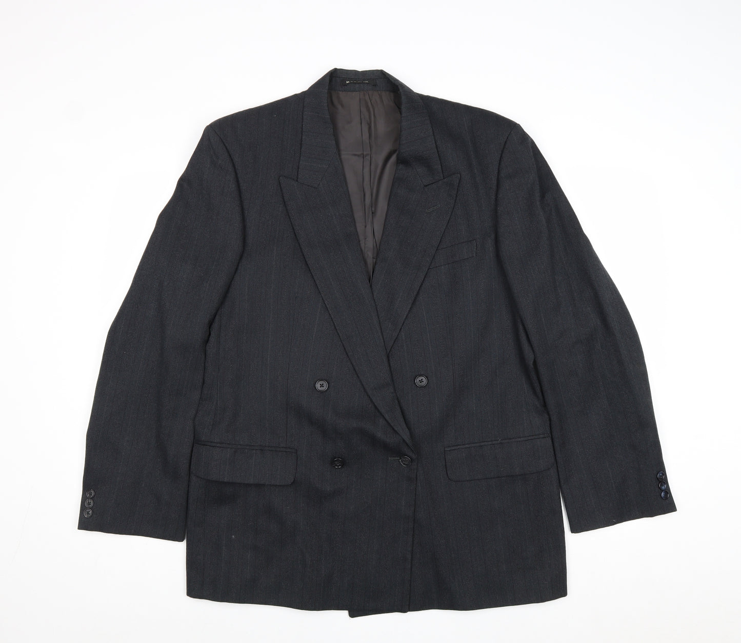 St Michael Mens Black Striped Wool Jacket Suit Jacket Size 42 Regular