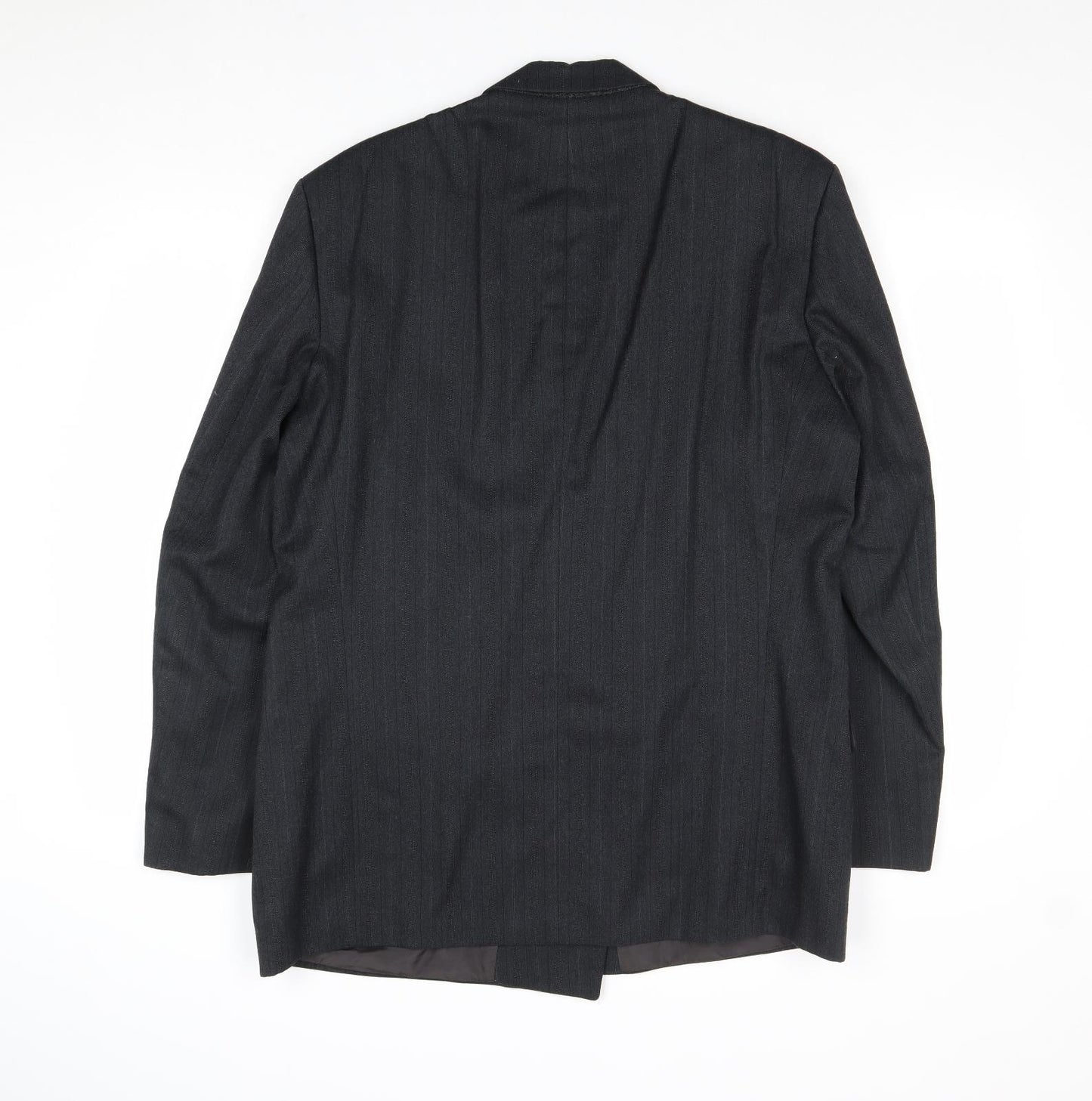 St Michael Mens Black Striped Wool Jacket Suit Jacket Size 42 Regular