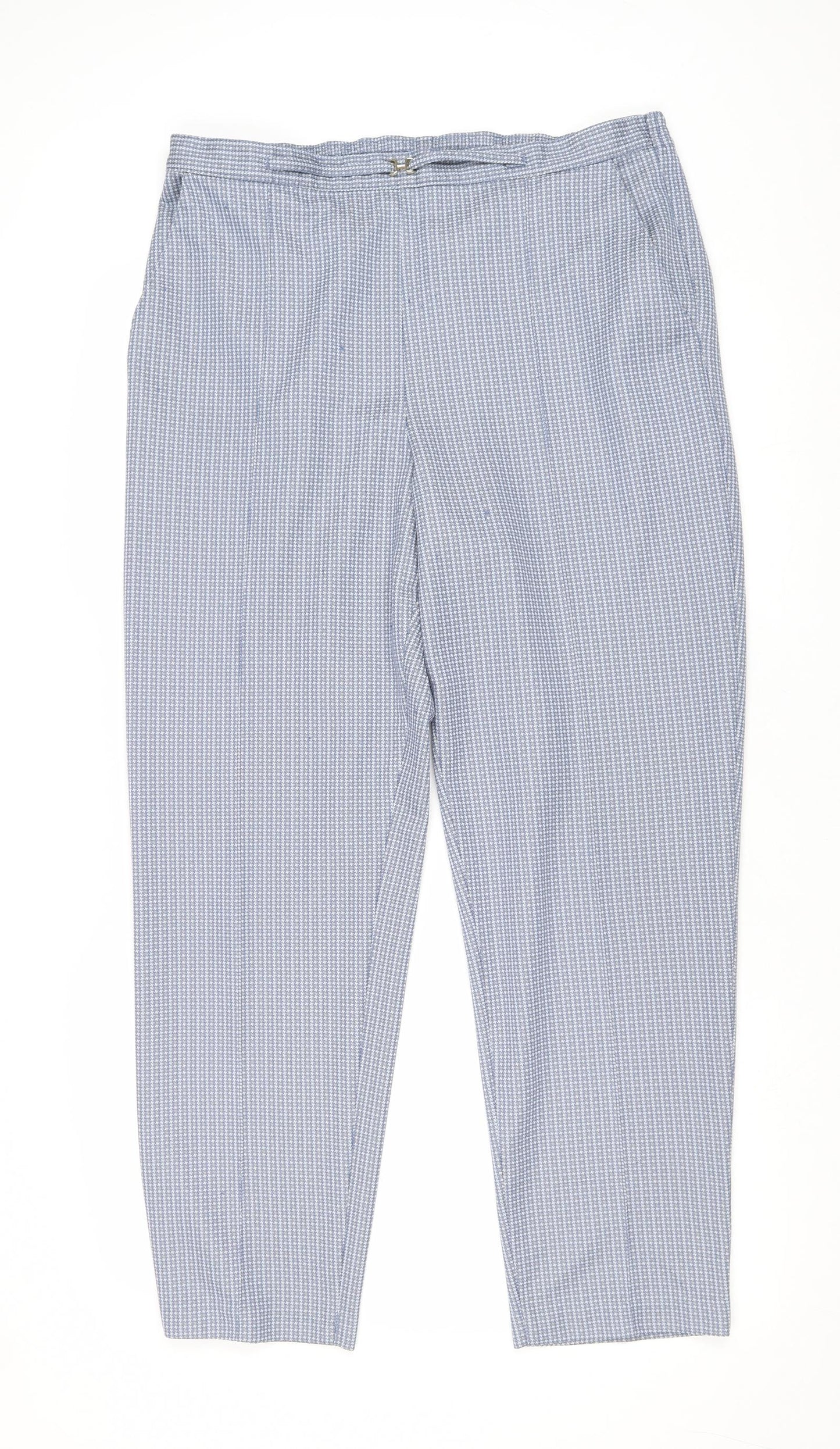 Marks and Spencer Womens Blue Geometric Polyester Trousers Size 18 Regular