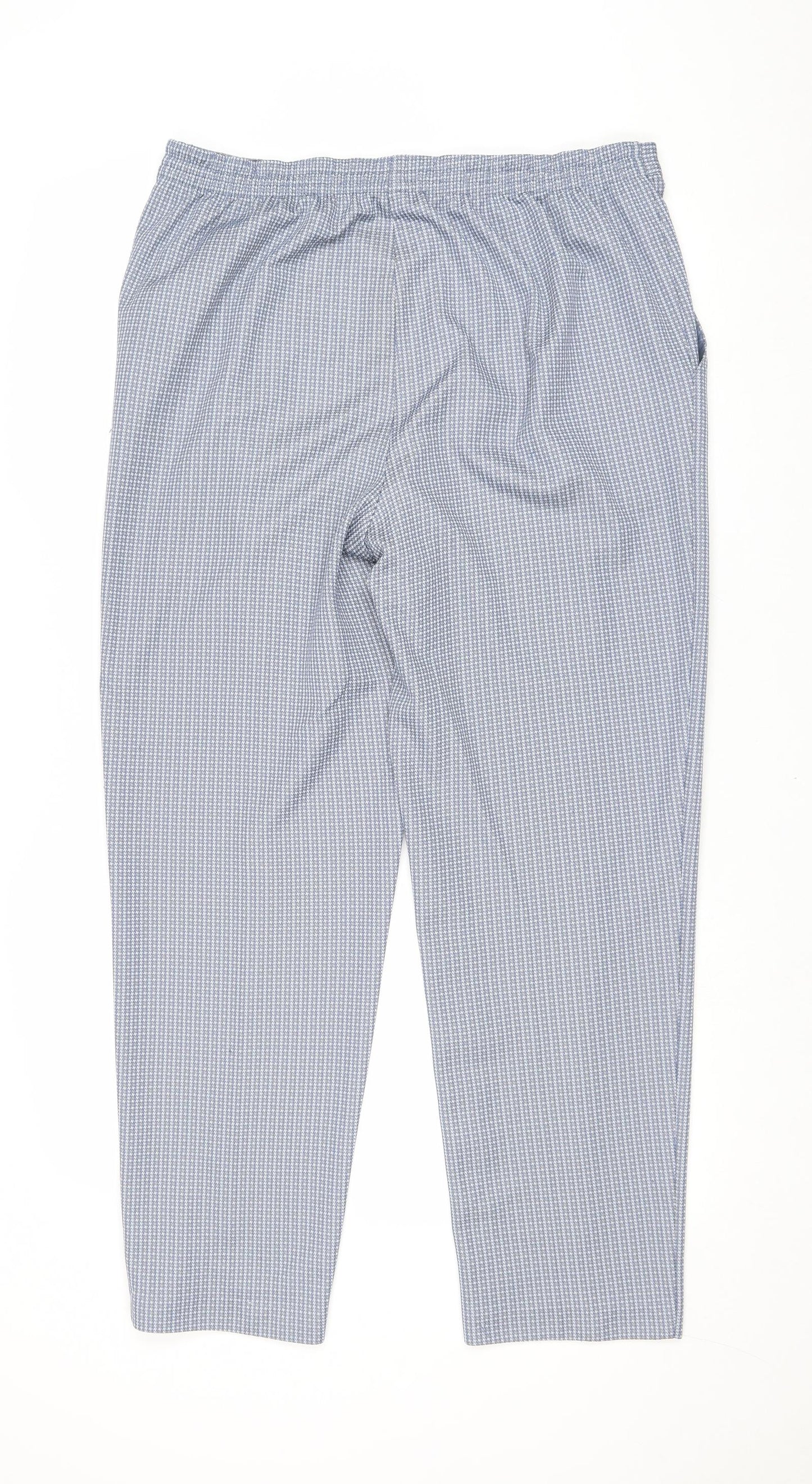 Marks and Spencer Womens Blue Geometric Polyester Trousers Size 18 Regular