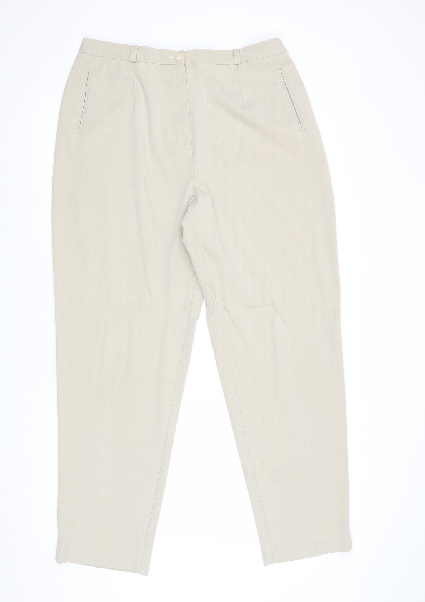 Essentials Womens Beige Polyester Trousers Size 18 Regular Zip