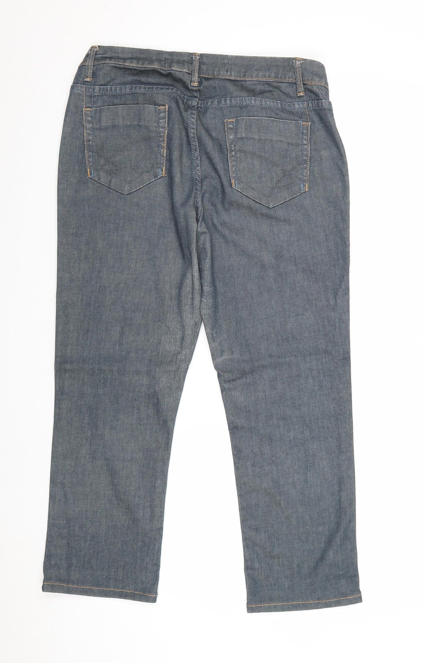 House Of Denim Womens Blue Cotton Straight Jeans Size 14 Regular Zip