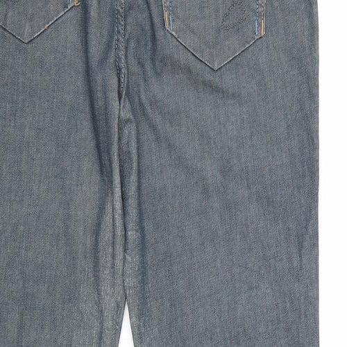 House Of Denim Womens Blue Cotton Straight Jeans Size 14 Regular Zip