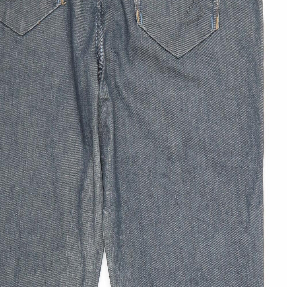 House Of Denim Womens Blue Cotton Straight Jeans Size 14 Regular Zip