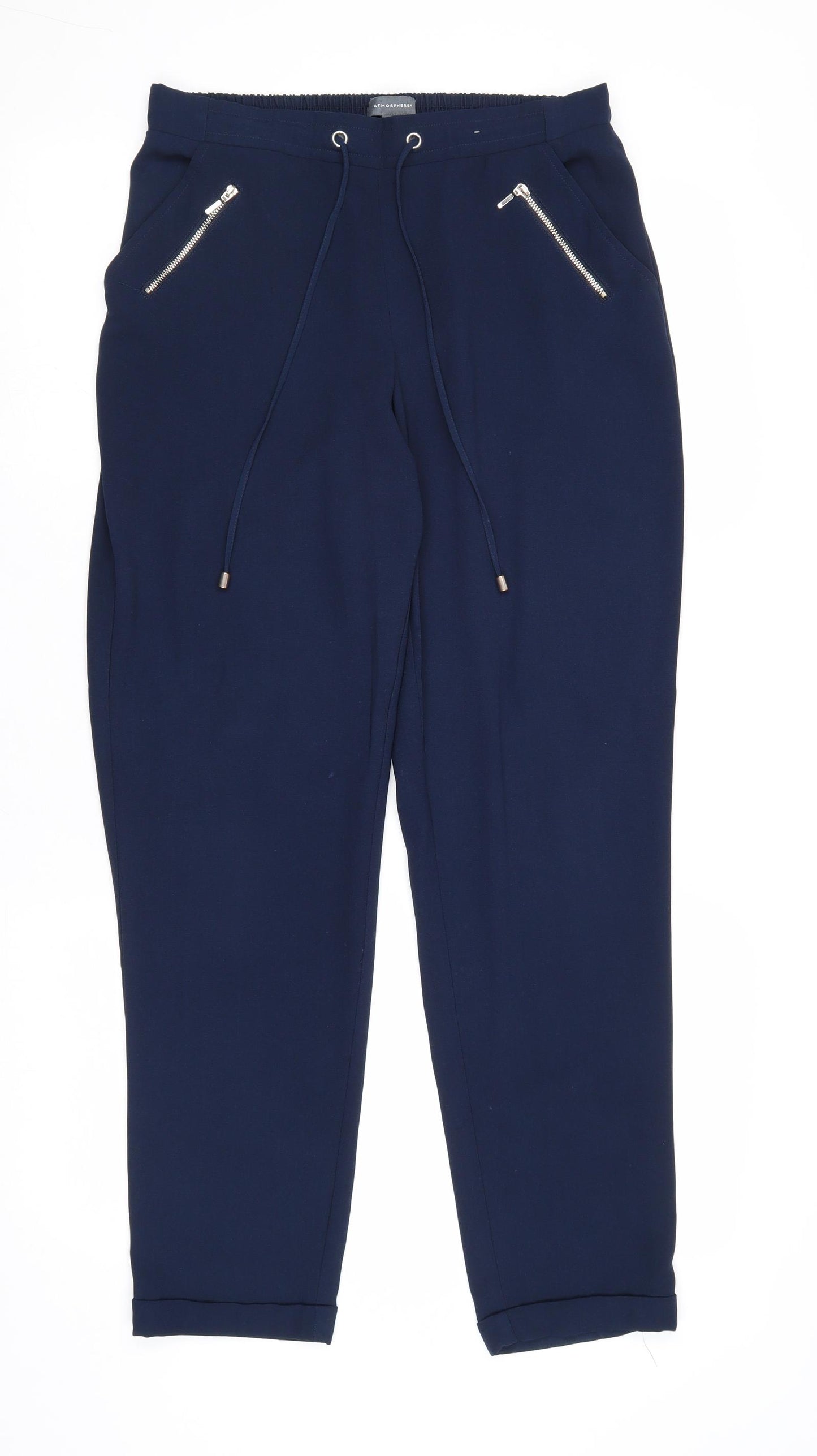 Atmosphere Womens Blue Polyester Trousers Size 12 Regular Drawstring