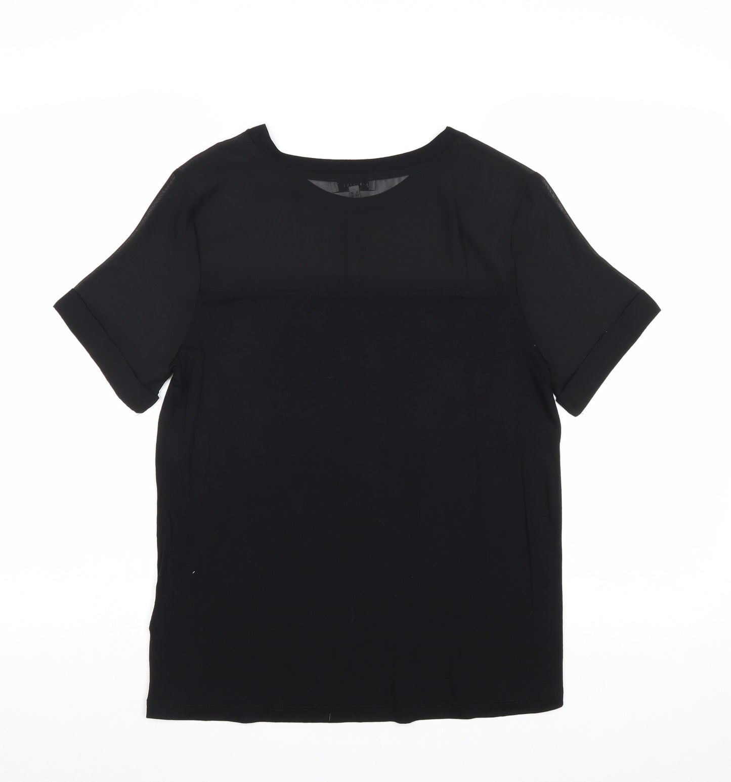 Warehouse Womens Black Viscose Basic T-Shirt Size 10 Boat Neck