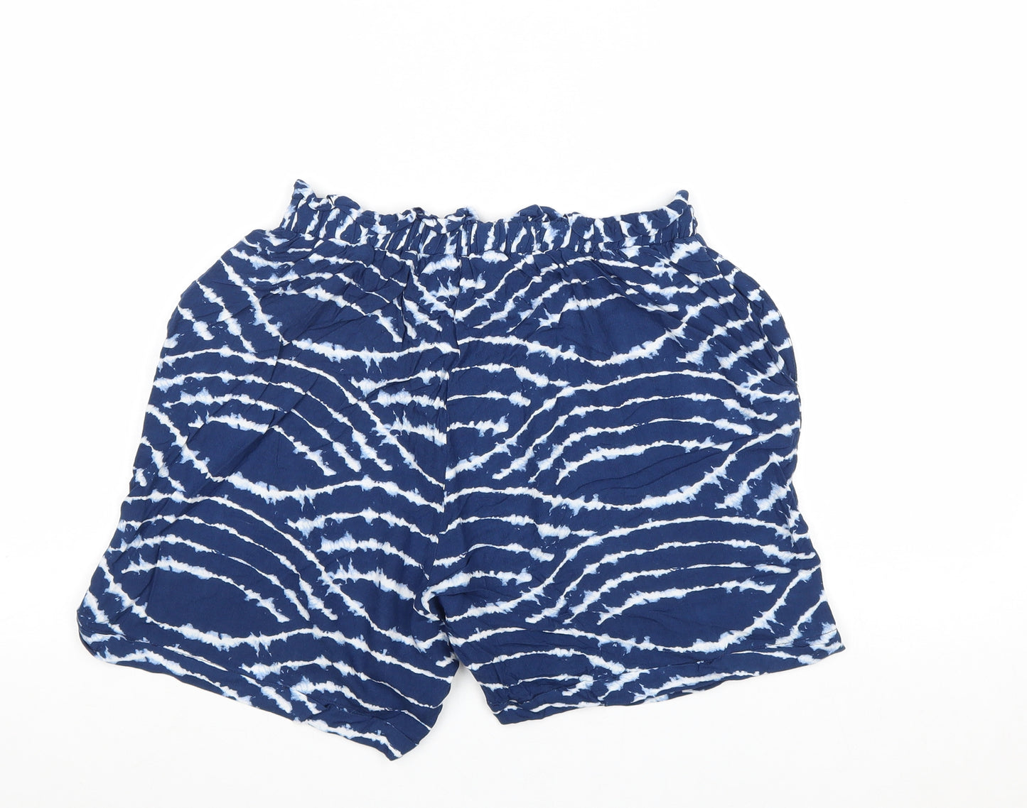 F&F Womens Blue Geometric Viscose Culotte Shorts Size 8 Regular Pull On