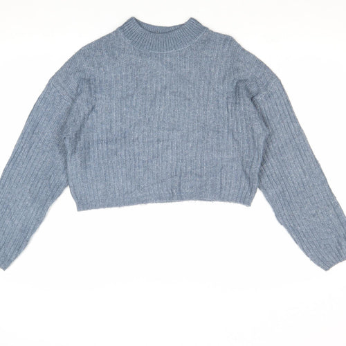 New Look Girls Blue Mock Neck Acrylic Pullover Jumper Size 12-13 Years Pullover