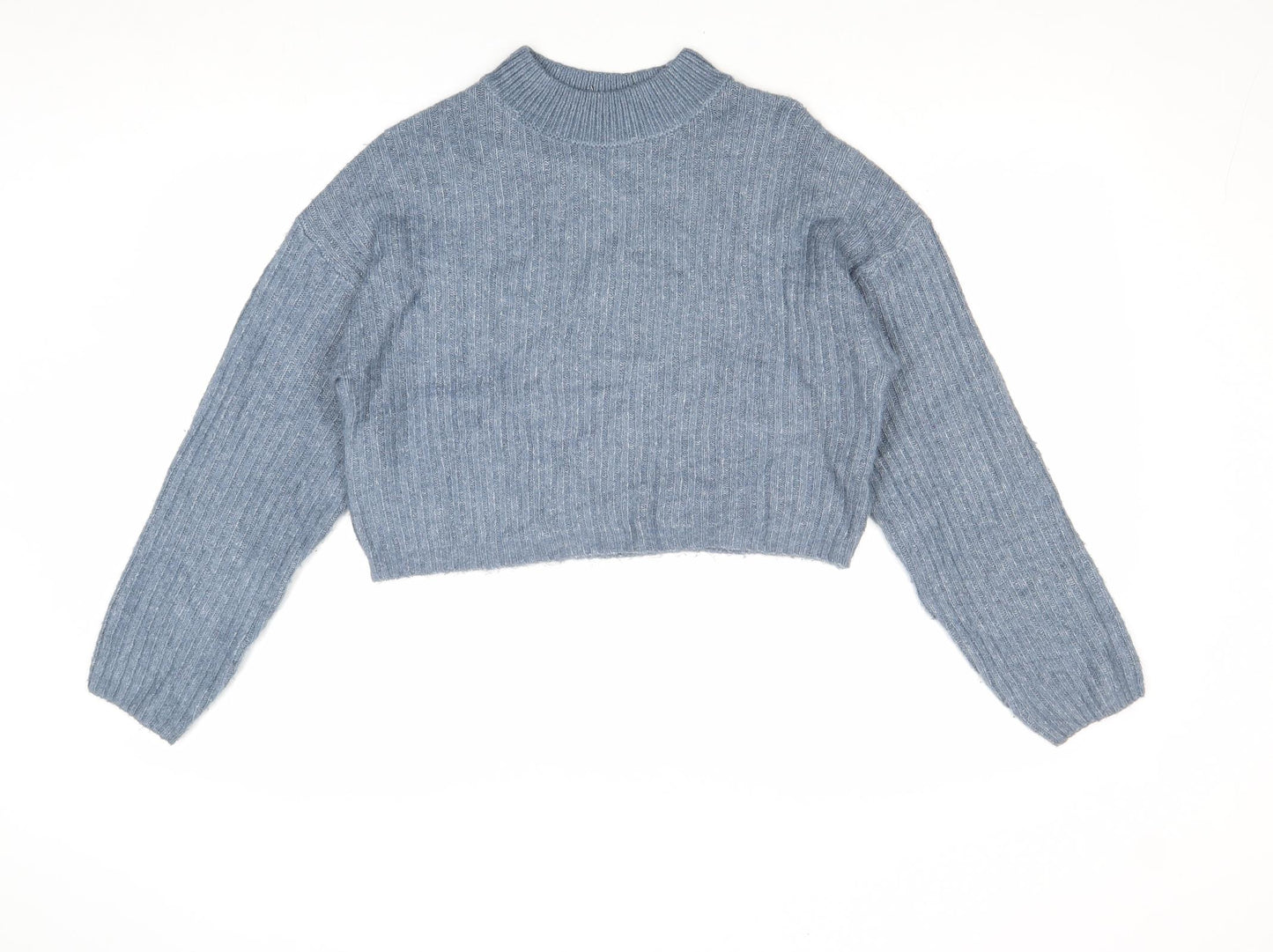 New Look Girls Blue Mock Neck Acrylic Pullover Jumper Size 12-13 Years Pullover