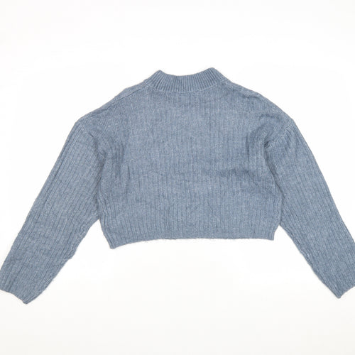 New Look Girls Blue Mock Neck Acrylic Pullover Jumper Size 12-13 Years Pullover