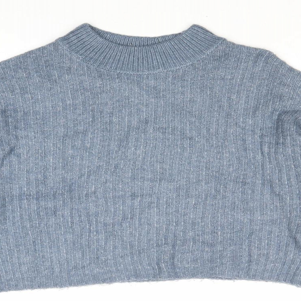 New Look Girls Blue Mock Neck Acrylic Pullover Jumper Size 12-13 Years Pullover