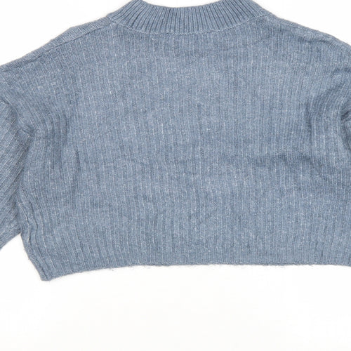 New Look Girls Blue Mock Neck Acrylic Pullover Jumper Size 12-13 Years Pullover
