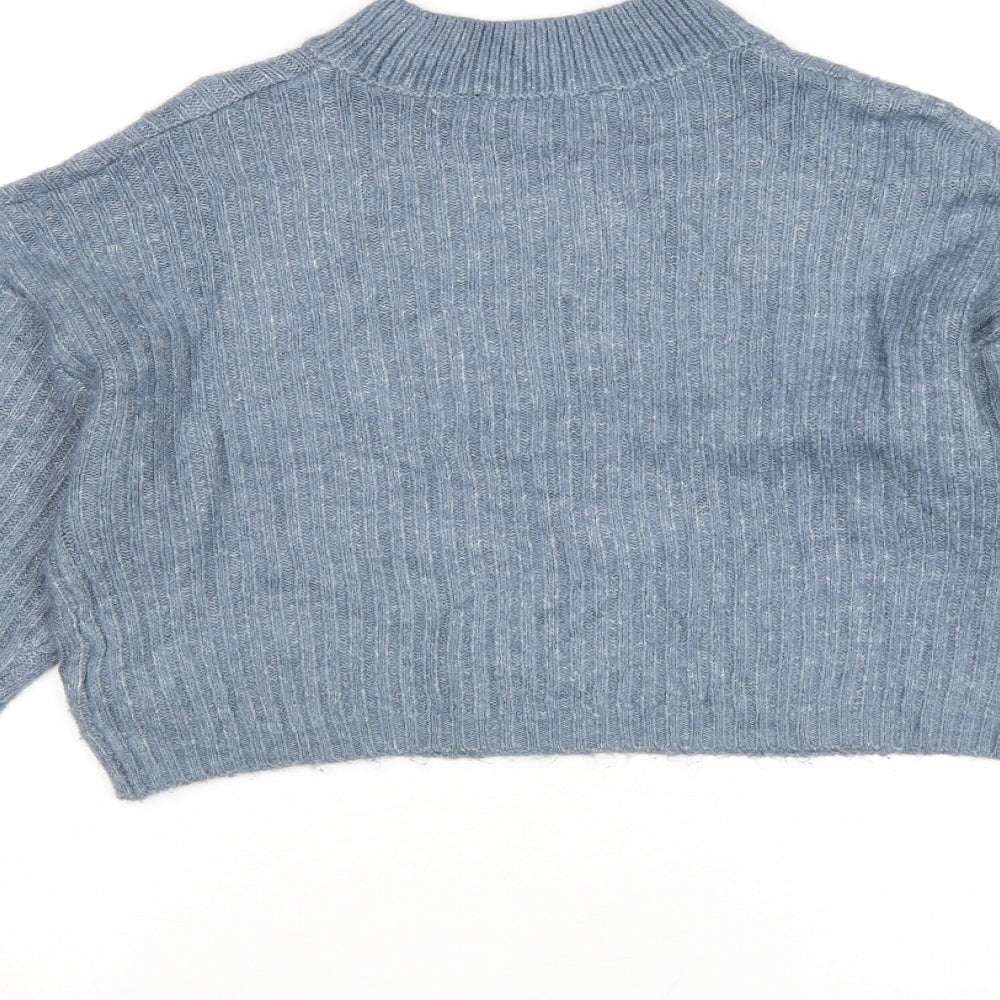 New Look Girls Blue Mock Neck Acrylic Pullover Jumper Size 12-13 Years Pullover