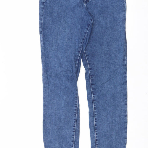 H&M Womens Blue Cotton Straight Jeans Size 28 in Regular Zip