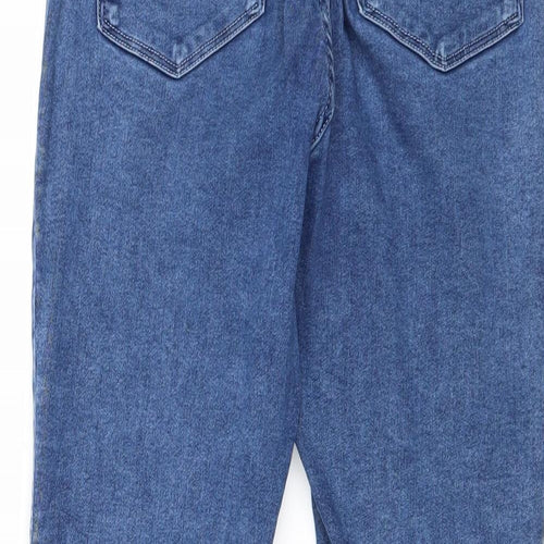 H&M Womens Blue Cotton Straight Jeans Size 28 in Regular Zip