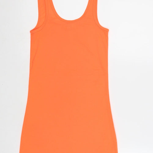 River Island Womens Orange Polyester Basic Tank Size 8 Scoop Neck