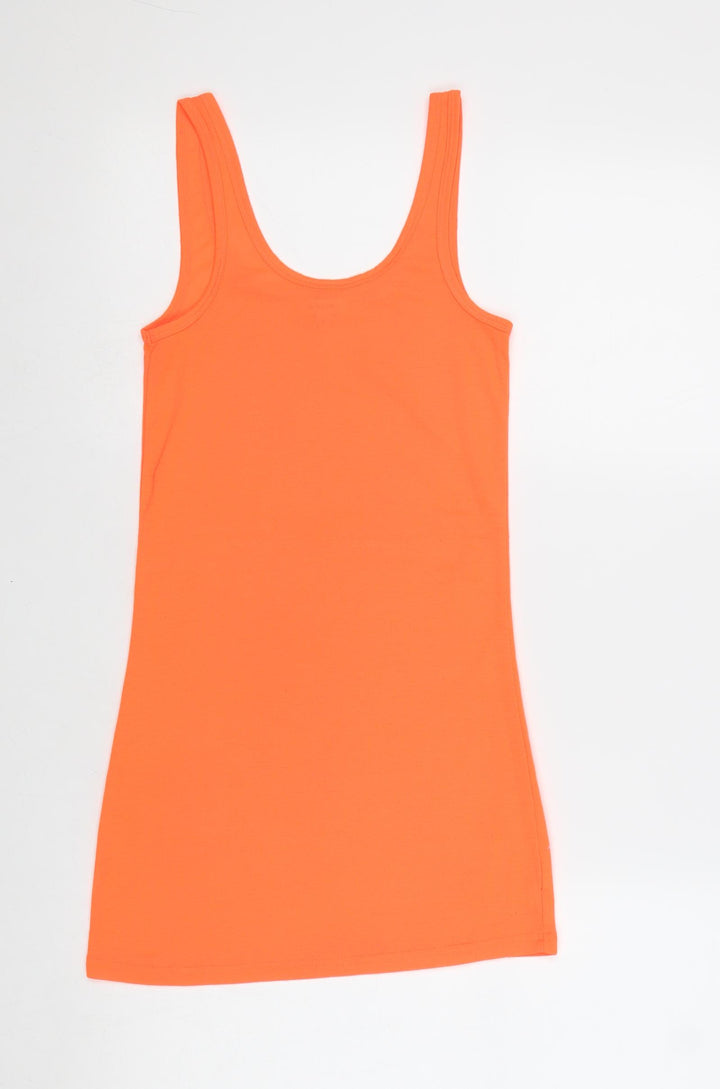 River Island Womens Orange Polyester Basic Tank Size 8 Scoop Neck