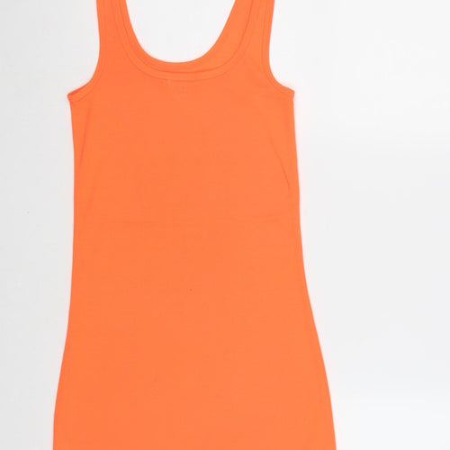 River Island Womens Orange Polyester Basic Tank Size 8 Scoop Neck