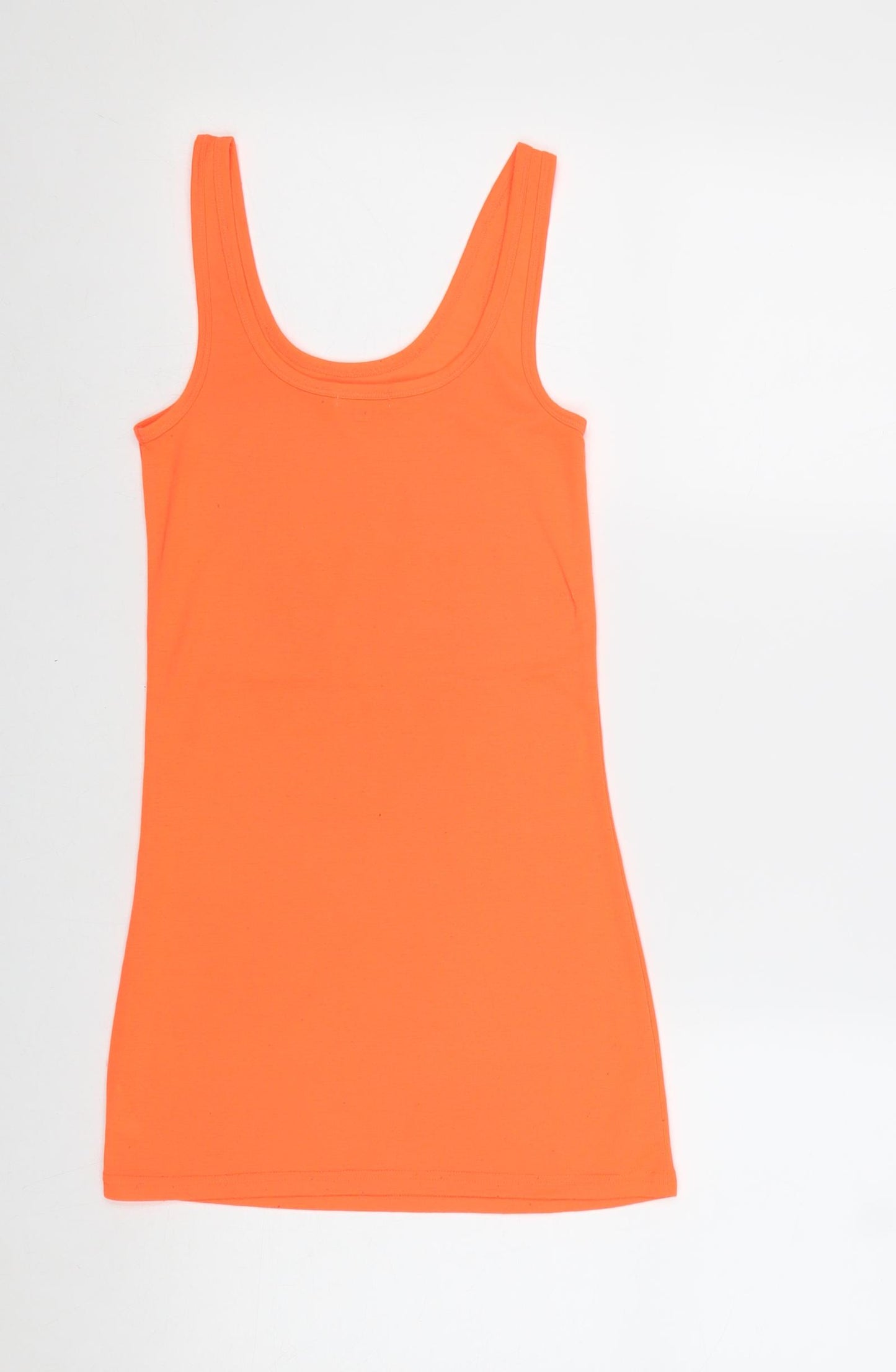 River Island Womens Orange Polyester Basic Tank Size 8 Scoop Neck