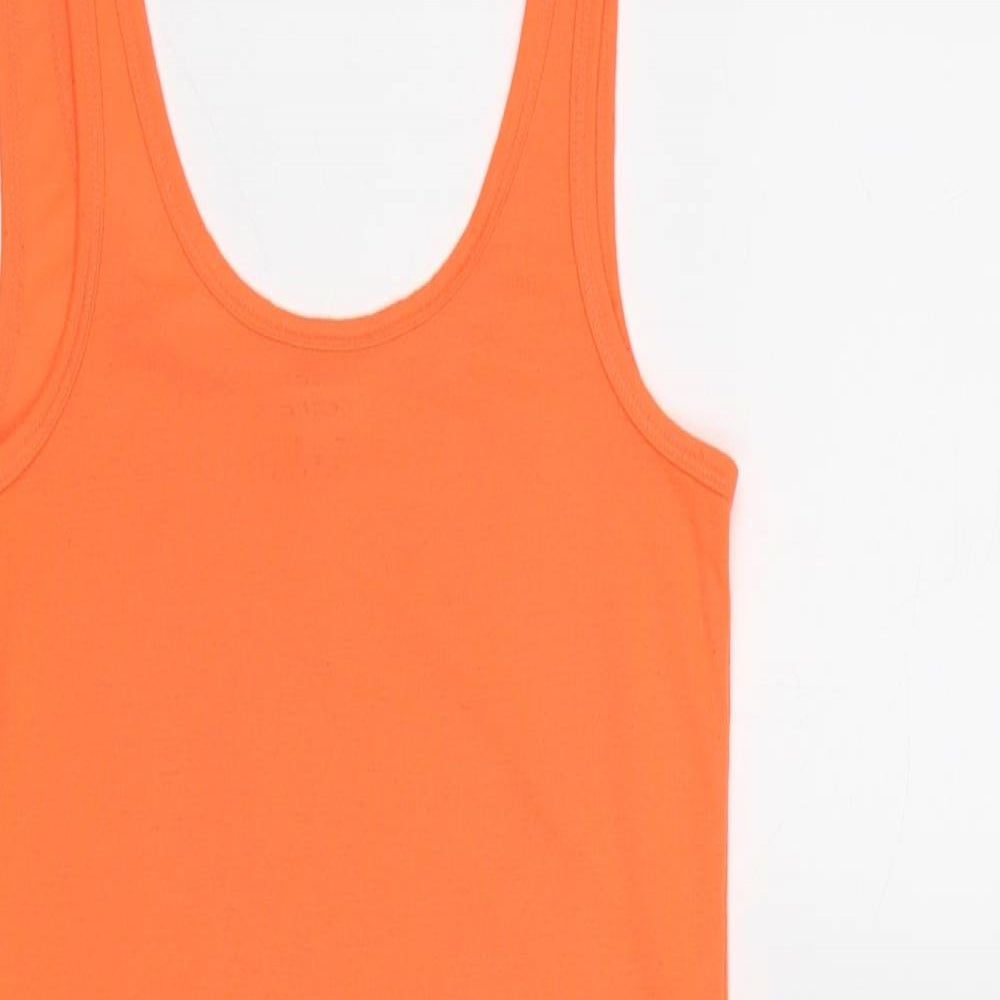 River Island Womens Orange Polyester Basic Tank Size 8 Scoop Neck