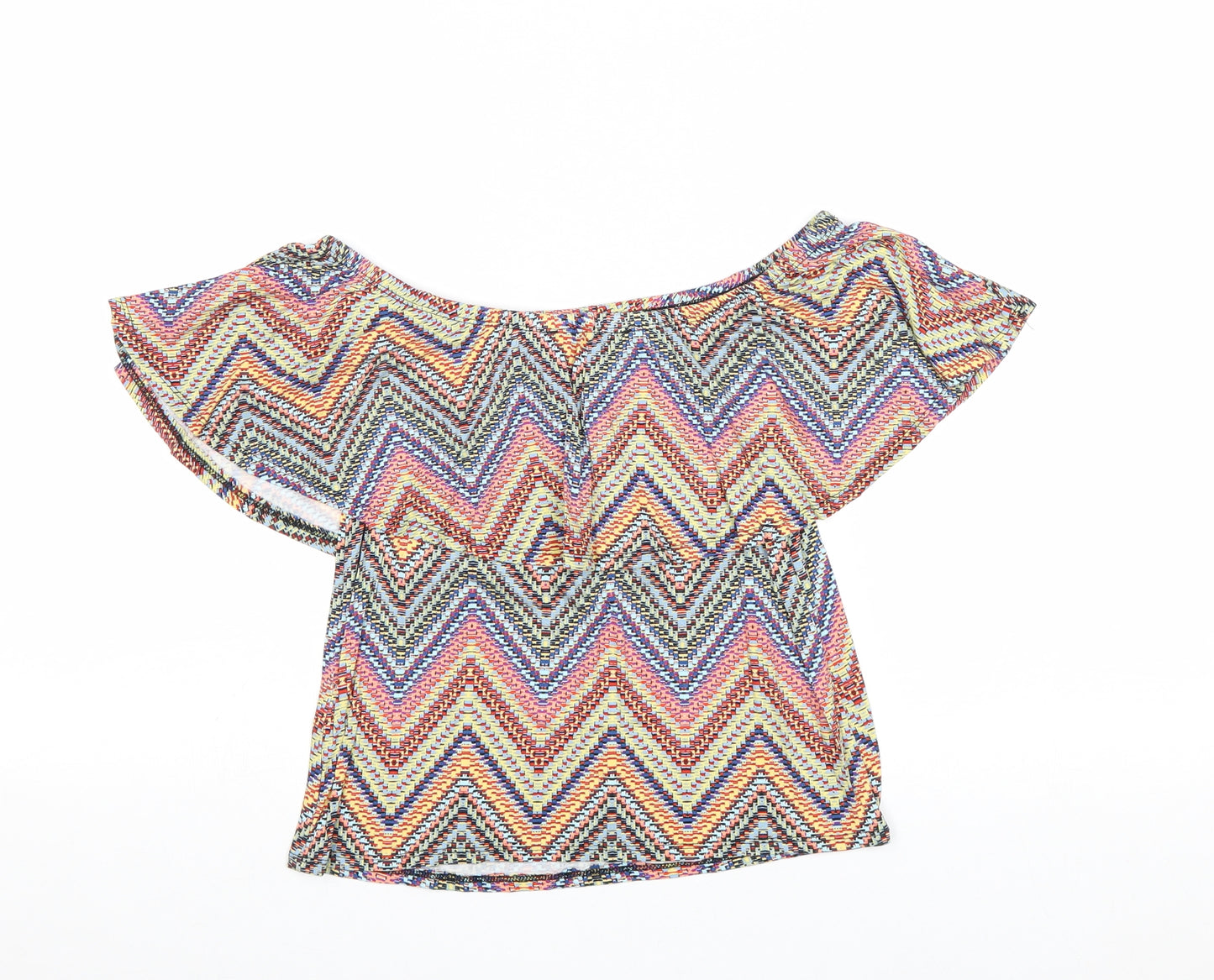 Atmosphere Womens Multicoloured Geometric Viscose Basic Blouse Size 4 Off the Shoulder
